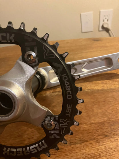 MSRECK Round Chainring 104 BCD 38T Single Chain Ring  
BNVB Bike Crank Arm Set 170mm 104 BCD Crank Set with Bottom Bracket Crank Chainring DannyStarkRidesFixed.Shop
